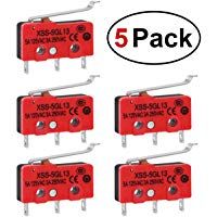 UKCOCO 5A 125 Terminales de 250 VCA Interruptor moment&aacute;neo Palanca de rodillo simulada SPDT AC Microinterruptor miniatura de acci&oacute;n a presi&oacute;n (paquete de 5)