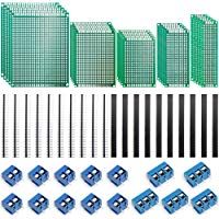 70 Piezas Set de Tableros de PCB Nabance PCB Prototipo Kit para DIY 25 Doble Cara Junta de PCB+30 Conector de Encabezado +15 Terminal de tornillo(5 tama&ntilde;os de Prototipo de doble cara Placa PCB)