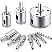 MUXItrade brocas de diamante, Juego de Taladro Diamante, Acero al Carbono, Perforar en Vidrio, Cer&aacute;mica, Porcelana, Azulejo, M&aacute;rmol.(8 mm-50 mm 10 piezas)