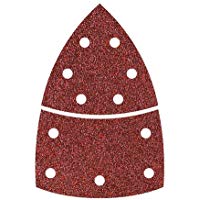 Wolfcraft 631469000 3118000-15 Hojas de esmerilar Adhesivas, corind&oacute;n Grano 40,80,120, Perf. 2 Triangular de 95mm + Base, Set de 15 Piezas