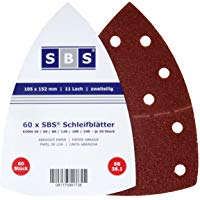 SBS Hojas de lija con velcro, 60 unidades, 105&nbsp;x 152&nbsp;mm, 10&nbsp;unidades por cada grano 40/60/80/120/180/240,&nbsp;para multilijadora