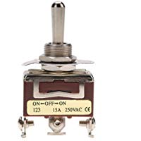 Interruptor de palanca, 3 posiciones ON-OFF-ON Interruptor de palanca moment&aacute;neo SPDT 3-Pin 12mm 15A 250VAC, tama&ntilde;o compacto, f&aacute;cil de montar para electrodom&eacute;sticos, control industrial, etc.