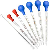 NATEE 6PCS Pipeta de cristal con cabeza de goma, graduada, para laboratorio, medicina, pintura, transparente (3 ml, 5 ml, 10 ml) Contiene un pincel