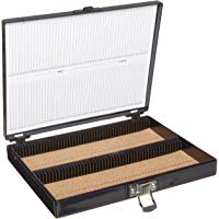 Heathrow Scientific HD15994G - Caja para portaobjetos (revestimiento interior de corcho, capacidad: 100 portaobjetos, longitud x anchura x altura: 208 mm x 175 mm x 34 mm), color negro