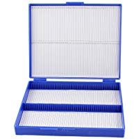 SODIAL(R) Caja De100 Portaobjetos De Microscopio De Azul Real Caja Del Rectangulo De Plastico