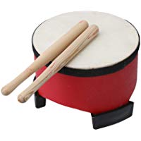 15cm Dia de madera rojo Percusi&oacute;n para ni&ntilde;os Piso Tom Drum con 2 palos