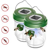 KOBWA 2PACK Asesino de Trampa de Avispa Solar al Aire Libre, Trampa de Abeja, Luz LED Ultravioleta Impermeable para Avispas, Chaquetas Amarillas, Avisp&oacute;n y Abeja, Insectos en El Jard&iacute;n de Su Casa
