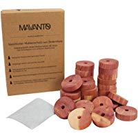 Mavanto 48x Antipolillas de Madera de Cedro para Armarios y Perchas - 100% Natural - incl. Papel de Lija GRATUITO