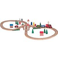 Woody Pista de Madera DE 40 Piezas con un Tren a la bater&iacute;a y Dos vagones. Compatible con Brio, etc .. IKEA
