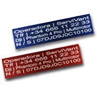 SERVIVANT ● Kit de 2 Placas Identificativas para Drones ● Placas para Drones OBLIGATORIAS seg&uacute;n normativa AESA ● Tama&ntilde;o Personalizados para Todos los Modelos de Drones