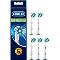 Oral-B CrossAction - Cabezal de Recambio, Set de 5 Recambios para Cepillo El&eacute;ctrico Recargable, Cabezal Redondeado con Dise&ntilde;o de Inspiraci&oacute;n Profesional para Limpiar Diente por Diente