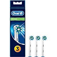 Oral-B CrossAction - Cabezal de Recambio, Set de 3 Recambios para Cepillo El&eacute;ctrico Recargable, Cabezal Redondeado con Dise&ntilde;o de Inspiraci&oacute;n Profesional para Limpiar Diente por Diente