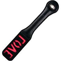 Paleta de azotes Cuero negro con estampado en relieve 'Love' para los amigos de Bondage & SM Sadomaso Juguete sexual