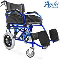 AIESI Silla de Ruedas plegable Ultra-ligera de aluminio con freno para discapacitados y mayores AGILA TRANSIT ✔ Doble sistema de frenado ✔ Cinturon de seguridad ✔ Garant&iacute;a de 24 meses