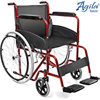 AIESI Silla de Ruedas plegable ligera de autopropulsi&oacute;n para discapacitados y mayores AGILA BASIC ✔ Reposabrazos y Reposapi&eacute;s fijos ✔ Cinturon de seguridad ✔ Garant&iacute;a de 24 meses
