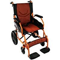Mobiclinic, Silla de ruedas ligera, reposapi&eacute;s, respaldo y reposabrazos acolchados, Aluminio, Naranja, Asiento 46 cent&iacute;metros, Pir&aacute;mide