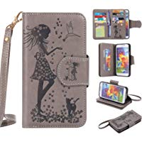 Cozy Hut funda para Samsung Galaxy, con tapa, con dise&ntilde;o de ni&ntilde;a, mariposas, Flores y gato, funda Estilo Libro y Cartera, de Cuero sint&eacute;tico, con funci&oacute;n de soporte y suave TPU, altavoz interior
