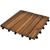 vidaXL 10x Baldosas Jard&iacute;n Terraza Balc&oacute;n de Acacia Modelo Vertical 30x30 cm