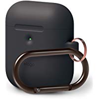 elago A2 Funda de Silicona Compatible con Aud&iacute;fonos Apple AirPods 2 inal&aacute;mbricos (LED Frontal Visible) - Soporta Carga inal&aacute;mbrica, Protecci&oacute;n Adicional (con Mosquet&oacute;n, Negro)