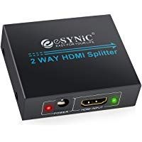 ESYNIC HDMI Splitter 2 V&iacute;a Hdmi Splitter 1 Entrada 2 Salidas 1080P Full HD Para 3D HDTV SKY HD PS4 Xbox 360 Elite Virgen + Reproductor Blu-ray DVD HD Videoc&aacute;mara HTPC Laptop Sat&eacute;lite