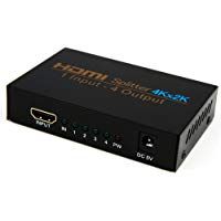 Splitter HDMI, NIERBO HDMI Duplicator Compatible con 4K 3D 1080p 1 Entrada x 4 Salidas HDMI Distribuidor para PS4 PS3 Xbox Nintendo Switch y m&aacute;s Dispositivos HDMI