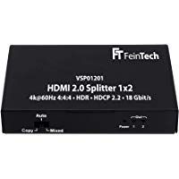 FeinTech VSP01201 HDMI 2.0 Splitter 1x2 Distribuidor UHD 4K@60Hz YUV 4:4:4 HDR HDCP 2.2 EDID 18 Gbps