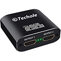 HDMI Splitter 4K Techole Duplicador HDMI 1x2, Aluminio Splitter HDMI 1 Entrada y 2 Salidas Soporta 4K, 3D, UHD, 1080P, HDCP para Xbox, PS4, PS3, BLU-Ray Player, HDTV, DVD, DVR and Apple TV