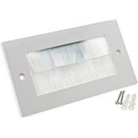 Blanco Cepillo Placa Frontal Para Cable Salida Pared Salida UK Doble Grupo Blanco