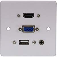 Lindy &ndash; Placa de pared con puertos VGA/HDMI/USB/conector de audio est&eacute;reo de 3,5 mm