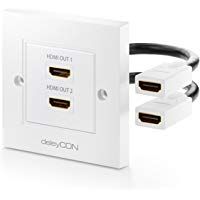 deleyCON MK2145 Toma de Corriente con 2X Puerto HDMI Montaje Empotrable HDTV HD 3D 4K 2160p Blanco