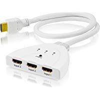 CSL - Conmutador (flexible) HDMI de 3 puertos 3D Ready/Full HD 1080p | 3 entradas / 3 salidas | Dolby True HD | Conmutador inteligente: conmutaci&oacute;n autom&aacute;tica y manual