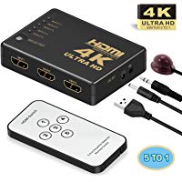 HDMI Switch,GANA HDMI Switch 4K HDMI Conmutador 5 entradas 1 con 4 K/1080p/3d Soporta para Xbox/PS3/PS4/Apple TV/Roku/Fire TV/Blu-Ray de reproductor de DVD