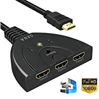 HDMI Switch, GANA 3 Puertos HDMI Switcher | HDMI Splitter Soportes Full HD 1080p 3D HDMI Conmutador Adaptador para HDTV/Xbox/PS3/PS4/Apple TV/Fire Stick/BLU-Ray DVD-Player(3 IN/1 out)