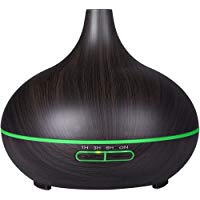 Difusor de Aceite Esencial de Aroma, humidificador ultras&oacute;nico de Aire fr&iacute;o Unicom, difusor de Aroma de Grano de Madera, 7 Colores LED (25B) 300 ML