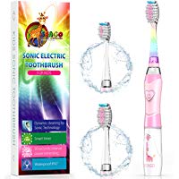 cepillo de dientes el&eacute;ctrico infantil por ultrasonido bater&iacute;a kinderzahnb&uuml;rste con temporizador con tecnolog&iacute;a de sonido para ni&ntilde;os y ni&ntilde;as, color rosa
