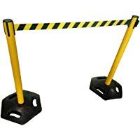 Poste separador de cinta Pro&sup2;Tect GAP-G-OUT, altura: 1 m, pata de goma dura, 3,7 m de longitud de cinta, amarillo (paquete de 2 unidades)