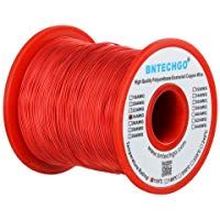 BNTECHGO - Cable magn&eacute;tico de cobre esmaltado (24 AWG, 0,0221 cm de di&aacute;metro), color rojo