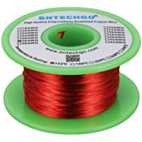BNTECHGO - Cable magn&eacute;tico de 28 AWG - Hilo de cobre esmaltado &ndash; Bobina de alambre magn&eacute;tico esmaltado &ndash; 4 oz &ndash; 0,0126 pulgadas de di&aacute;metro - 1 bobina de color rojo, temperatura nominal de 155 ℃, muy utilizado en inductores transformadores