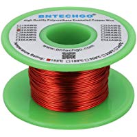 BNTECHGO - Cable magn&eacute;tico 22 AWG - Hilo de cobre esmaltado - Bobina de alambre magn&eacute;tico esmaltado - 113,4&nbsp;g - 0,065&nbsp;cm de di&aacute;metro - 1 bobina de color rojo, temperatura nominal de 155&nbsp;&deg;C, muy utilizado en inductores transformadores