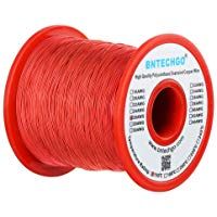 BNTECHGO 26 AWG cable magn&eacute;tico &ndash; alambre de cobre esmaltado &ndash; alambre de viento de im&aacute;n esmaltado &ndash; 16 oz &ndash; 0,0157 pulgadas de di&aacute;metro 1 bobina de bobina rojo temperatura nominal 155 grados C ampliamente utilizado para transformadores inductores
