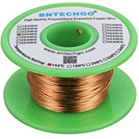 BNTECHGO - Cable magn&eacute;tico 24 AWG &ndash; alambre de cobre esmaltado &ndash; alambre de viento de im&aacute;n esmaltado &ndash; 4 oz &ndash; 0,022 pulgadas de di&aacute;metro 1 bobina amarillo de temperatura nominal 155 grados C ampliamente utilizado para transformadores inductores