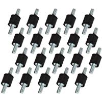 Yibuy 20 Tornillos de Doble Punta de Goma M4 DE 10 mm de Di&aacute;metro y 10 mm de Alto, Antivibraci&oacute;n, Color Negro