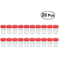 UEETEK 20Pcs Pr&aacute;ctico Vaso de Muestra de Pl&aacute;stico Contenedor de Orina 60 ml EO Est&eacute;ril sin Lable Uso M&eacute;dico de Laboratorio (Color Aleatorio)