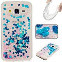 KSHOP Funda para Samsung Galaxy Grand Prime/SM-G530 G531F Funda, Arena Movediza Estrella Corazon Quicksand Carcasa Bling Glitter Brillante Caso Ultra Delgada Slim Transparente Silicona TPU Cubierta Parachoque Case Cover - transparente corazon azul