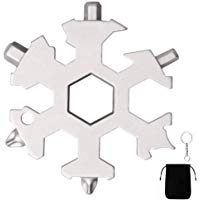 Herramienta para copo de nieve, 18 en 1, multifunci&oacute;n, herramienta multifunci&oacute;n, copo de nieve, herramienta multifunci&oacute;n port&aacute;til de acero inoxidable con llavero para exteriores (plata)