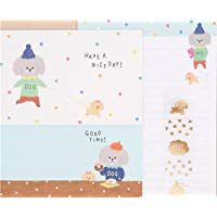 Juego papel de carta y sobres lindo perro lunares tri&aacute;ngulo colores