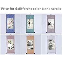 JZ014 Hmay Blank Mounting Mini Hanging Wall Scroll Set for Kanji, Sumi and Chinese Calligraphy (6pcs/set, 11.8" * 27.6")