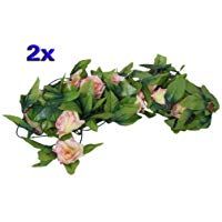 SODIAL(R) Artificial 2x Subio Guirnalda De Flores De Tela De La Boda Decoracion Del Hogar Jardin - Peach