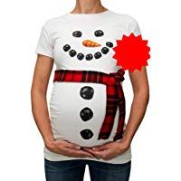 Hibote T-Shirt Premam&aacute; - Divertida Estampado de Mu&ntilde;eco de Nieve Navidad Camiseta Cuello Redondo Camisas de Manga Corta para Mujer S-3XL