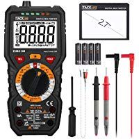 Tacklife DM01M Mult&iacute;metro Digital profesional 6000 counts, 1000V TRUE RMS Rango Autom&aacute;tico Volt&iacute;metro con NCV y LIVE, Polimetro mide voltaje y corriente, Ohm&iacute;metro continuidad con LCD Retroiluminada